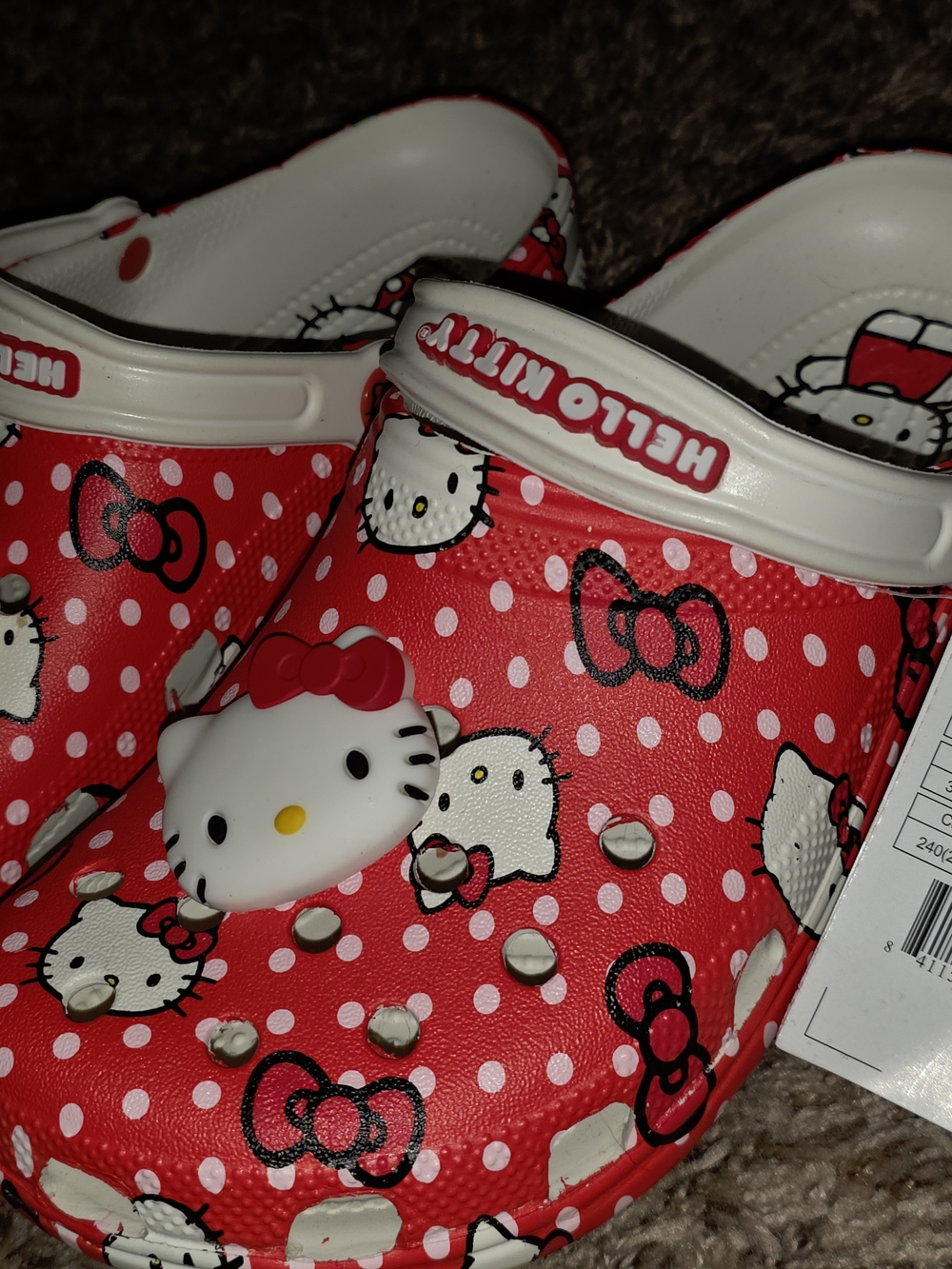 Hello Kitty Red Polka Dot Kids Clogs with White Strap - Picture 2 of 3